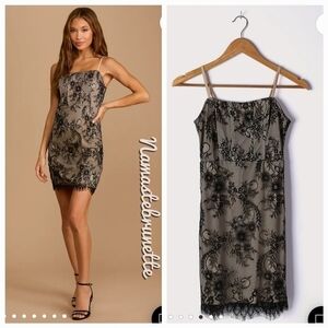 Nwt Lulu's Black Lace Cocktail Mini Dress
